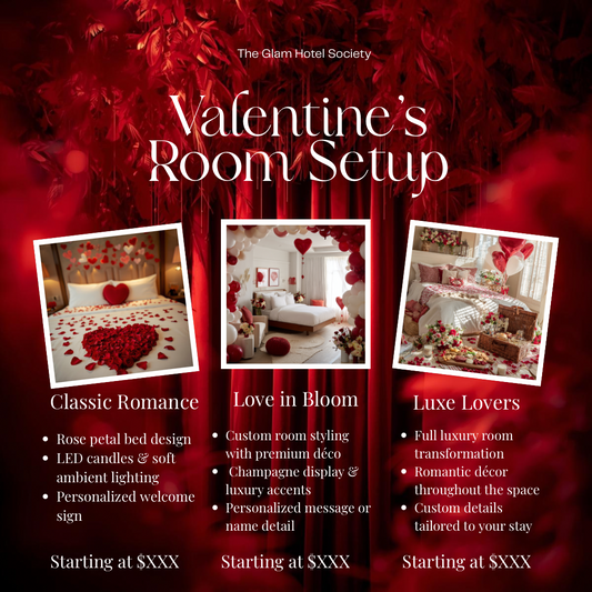 Valentine’s Day Room Decoration Flyer | Romantic Escape | Canva Price List Template for Businesses