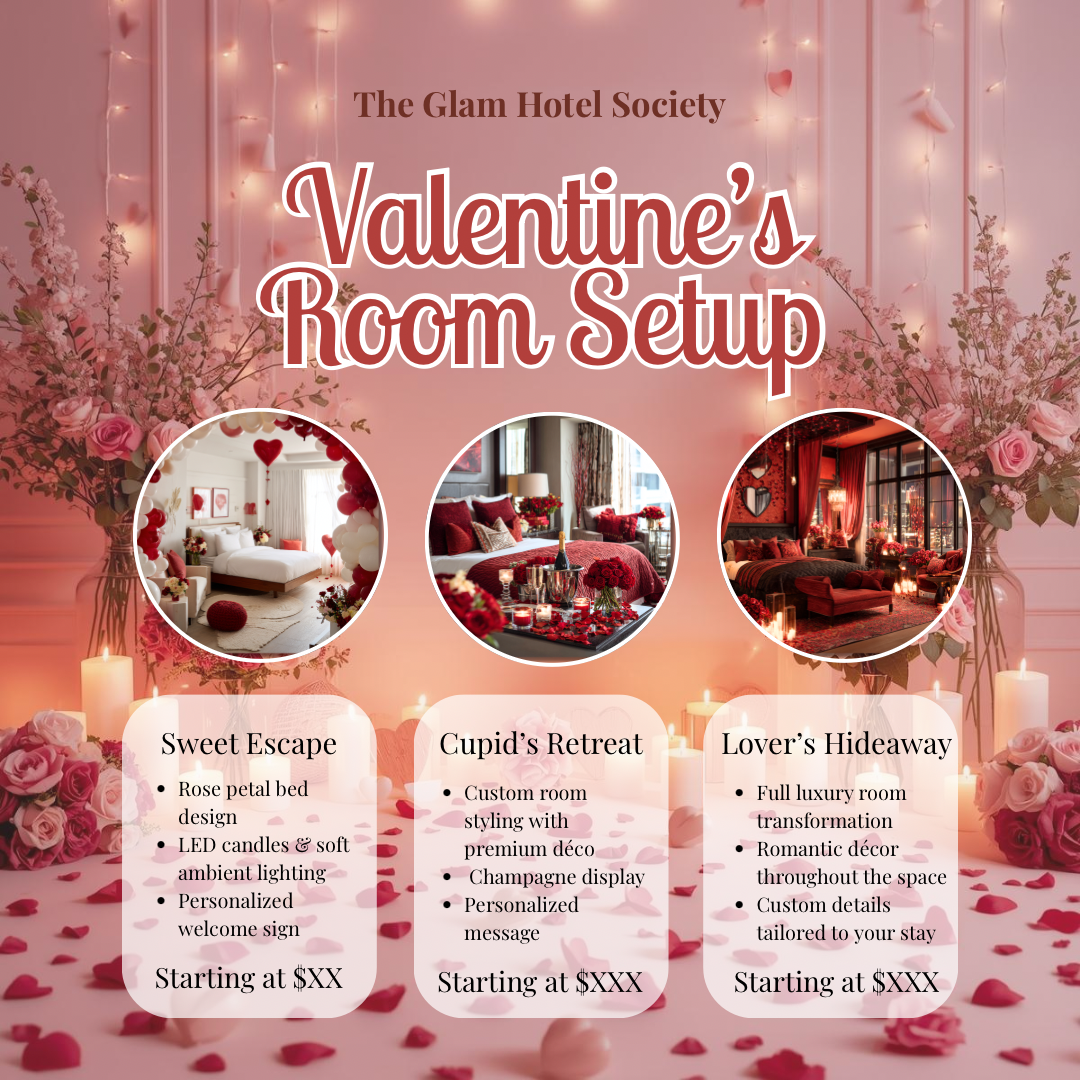 Valentine’s Room Setup Canva Template | Sweet Escape Romantic Room Decor Flyer | Valentine’s Day Promotion | Editable Canva Template