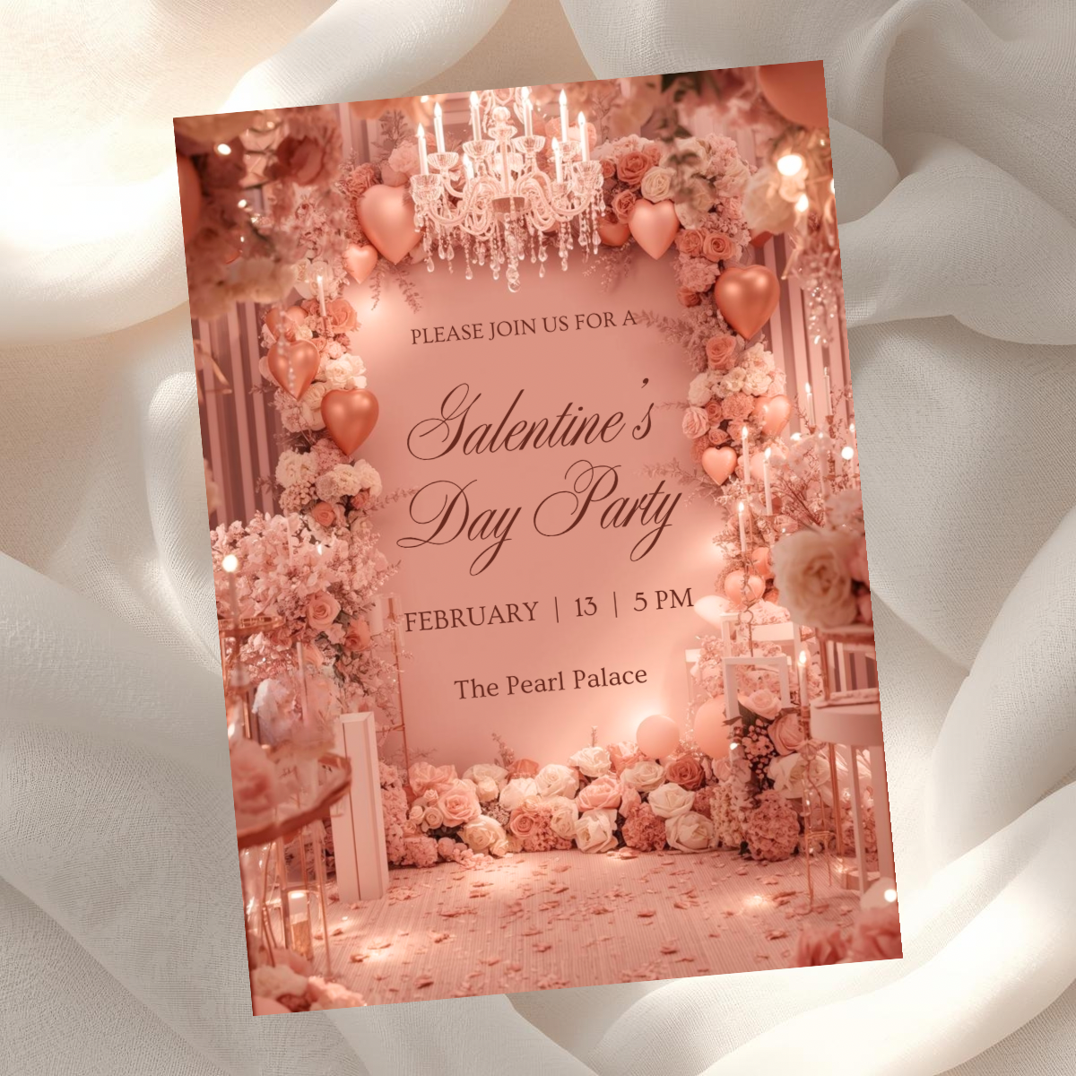 Galentine’s Day Invitation Template | Elegant Floral Brunch | Editable Canva Template