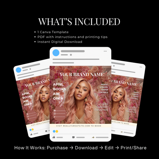 April Hair Stylist Booking Template | Editable Canva Instagram Flyer | Salon Promo Special