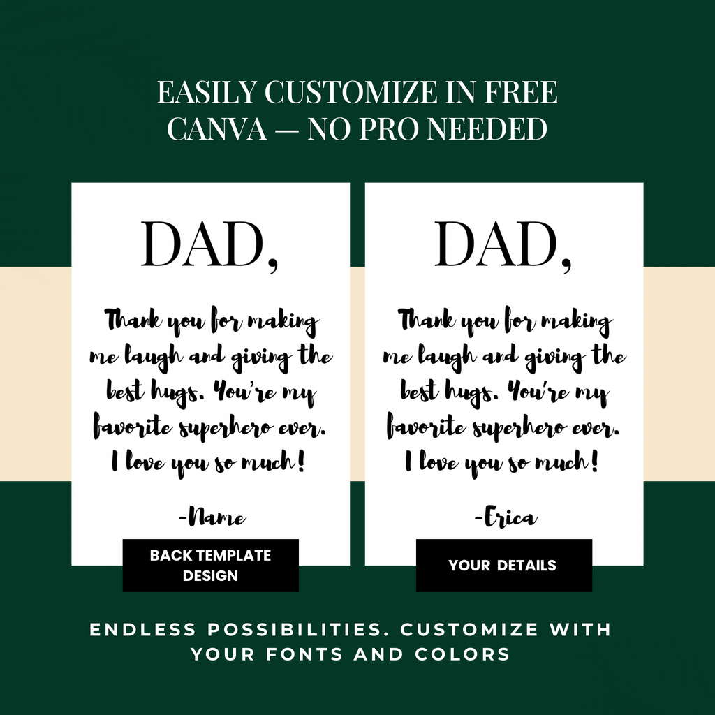 Photo Father’s Day Card Template | Canva editable | Front and back layout  | Instant download