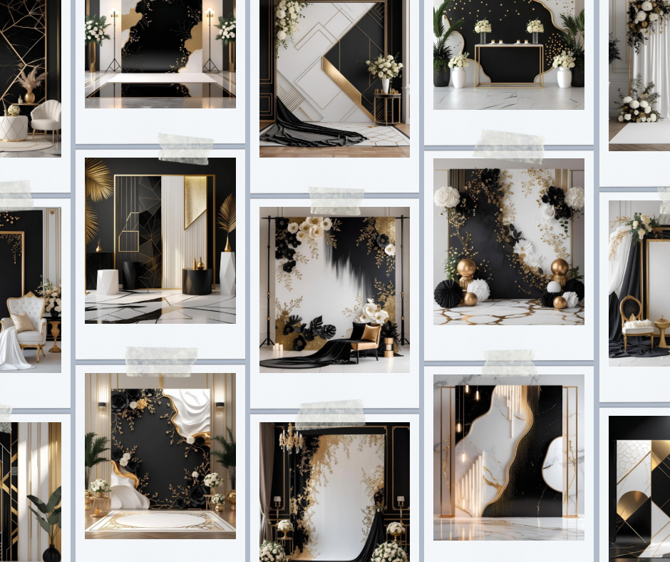 Black, Gold, and White Luxe Background Pack