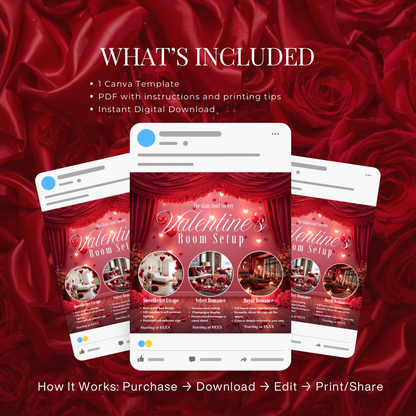 Valentine’s Room Setup Instagram Flyer |  Sweetheart Glow Canva Template