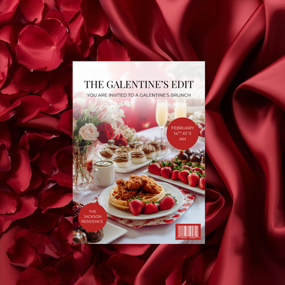 Magazine Style Galentine’s Brunch Invitation | Editable Canva Template