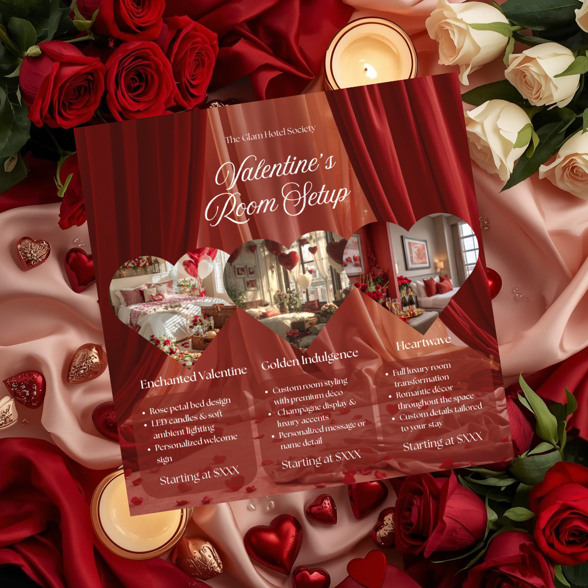 Valentine’s Room Setup Instagram Flyer | Hearts in Bloom Canva Template
