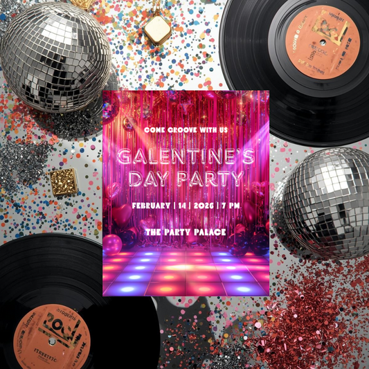 Galentine’s Day Party Invitation Template | Disco Pink Night Party | Editable Canva Template