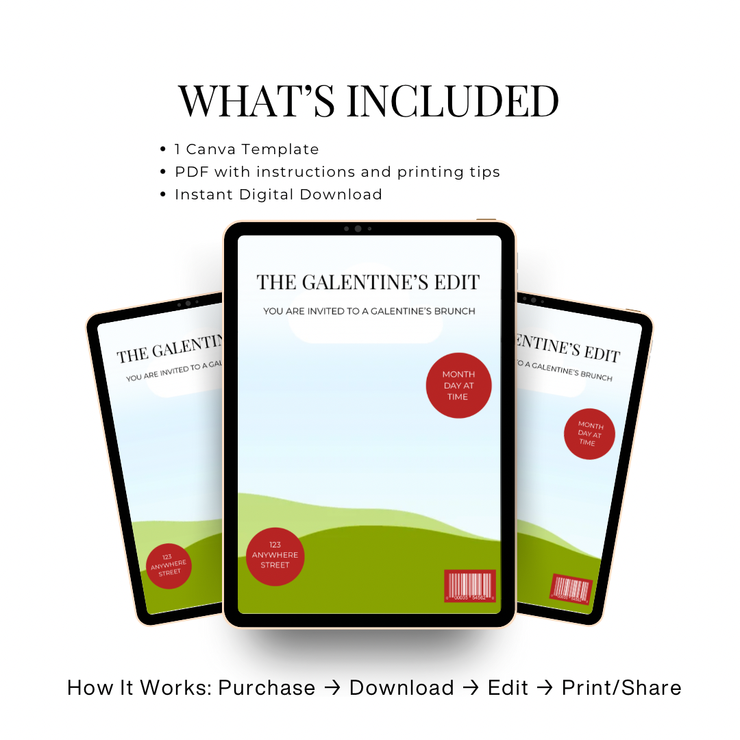 Magazine Style Galentine’s Brunch Invitation | Editable Canva Template