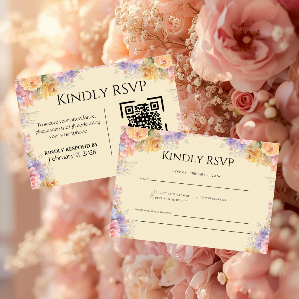 Romantic Floral Wedding Invitation Suite Canva Template | Editable Save the Date, RSVP, Details, Thank You