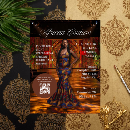 African Couture Fashion Show Flyer |Editable Canva Template