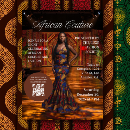African Couture Fashion Show Flyer |Editable Canva Template