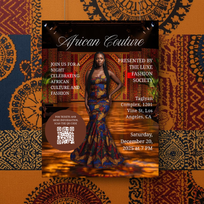 African Couture Fashion Show Flyer |Editable Canva Template