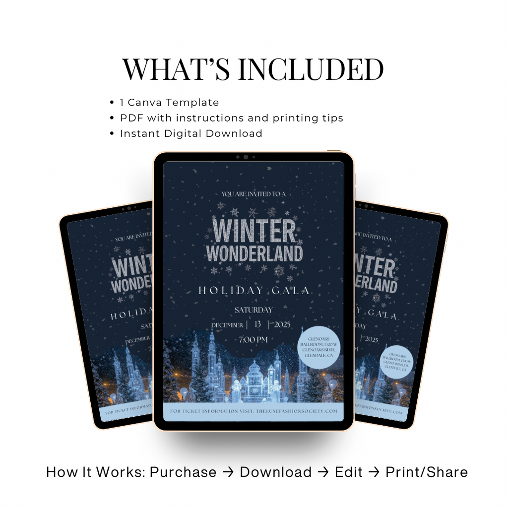 Winter Wonderland Holiday Gala Invitation | Editable Canva Template