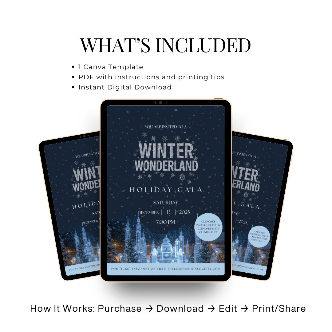 Winter Wonderland Holiday Gala Invitation | Editable Canva Template