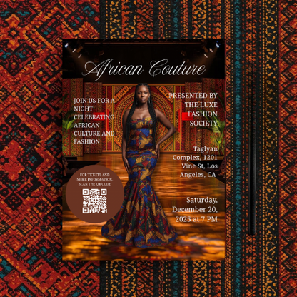 African Couture Fashion Show Flyer |Editable Canva Template