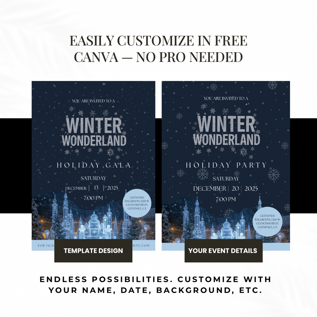 Winter Wonderland Holiday Gala Invitation | Editable Canva Template