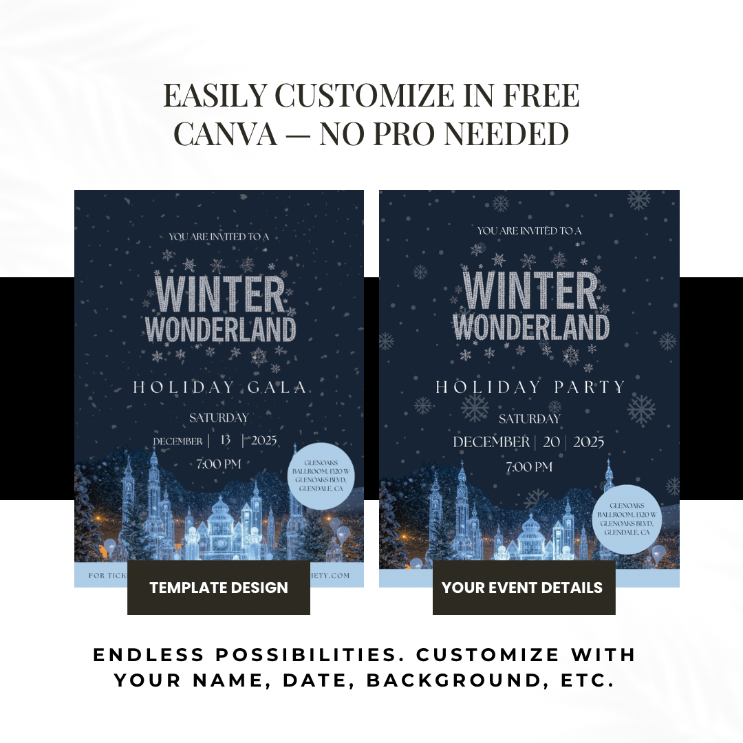 Winter Wonderland Holiday Gala Invitation | Editable Canva Template