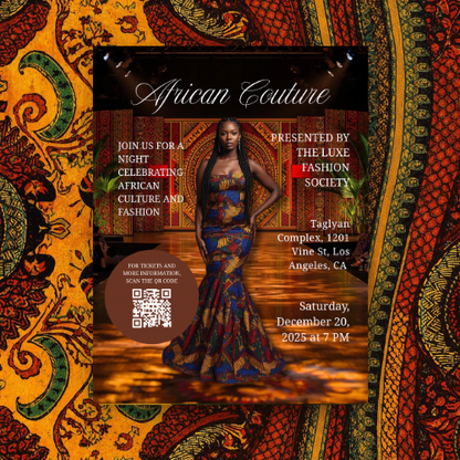 African Couture Fashion Show Flyer |Editable Canva Template