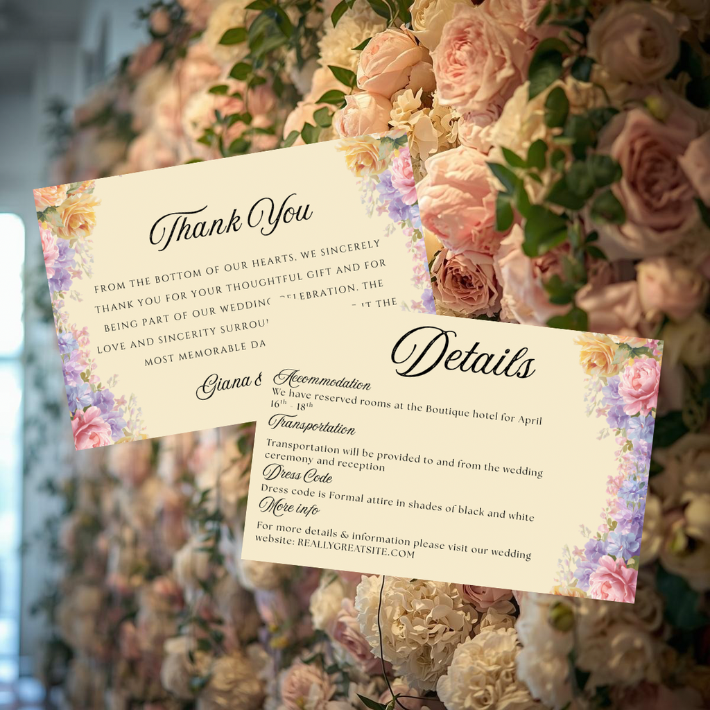Romantic Floral Wedding Invitation Suite Canva Template | Editable Save the Date, RSVP, Details, Thank You