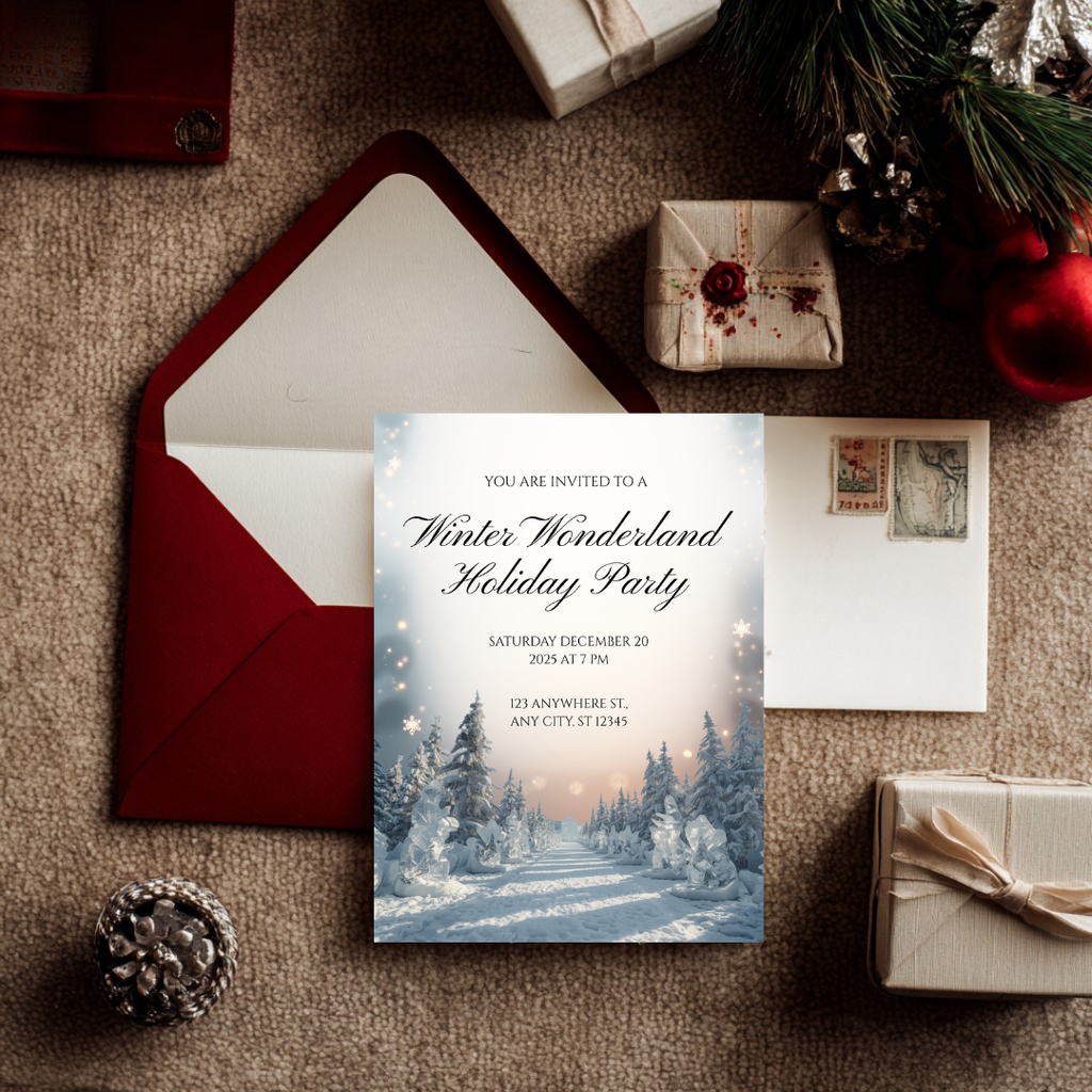 Winter Wonderland Invitation | Elegant Snowy Canva Template
