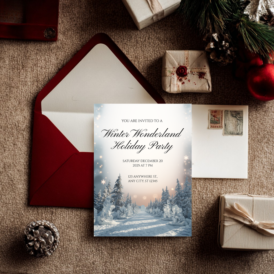 Winter Wonderland Invitation | Elegant Snowy Canva Template