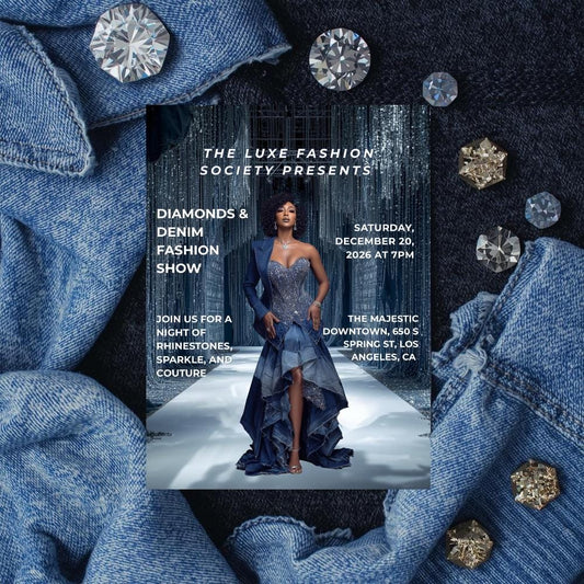 Diamonds & Denim Flyer Canva Template | Luxury Fashion Show Flyer | Editable Party Invite
