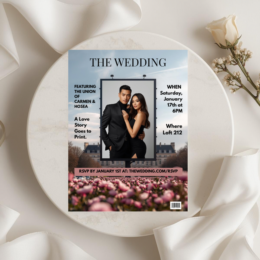 BILLBOARD LOVE STORY | EDITORIAL WEDDING INVITATION TEMPLATE