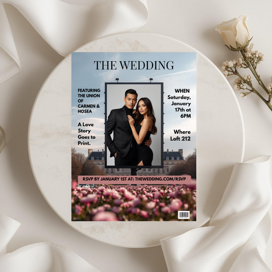 BILLBOARD LOVE STORY | EDITORIAL WEDDING INVITATION TEMPLATE