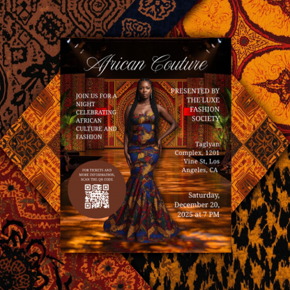 African Couture Fashion Show Flyer |Editable Canva Template