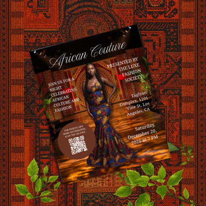 African Couture Fashion Show Flyer |Editable Canva Template