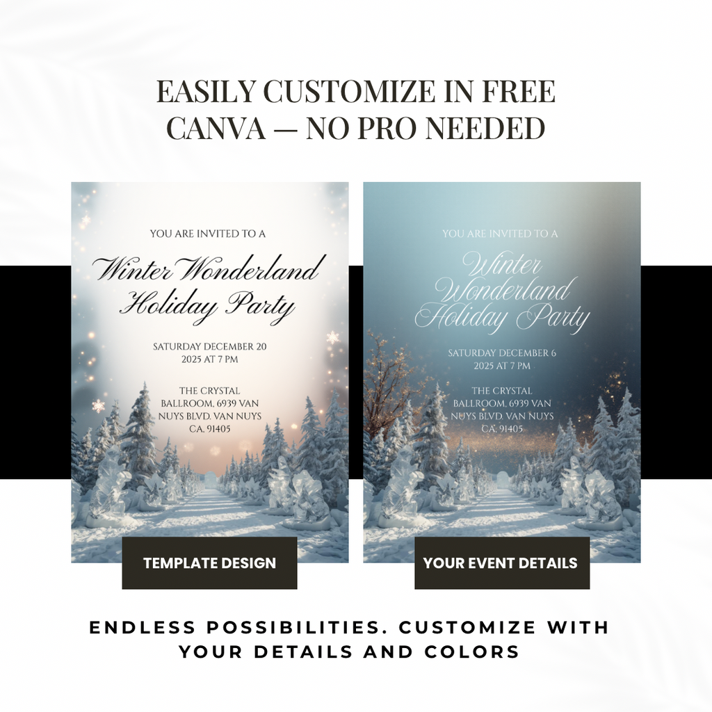 Winter Wonderland Invitation | Elegant Snowy Canva Template