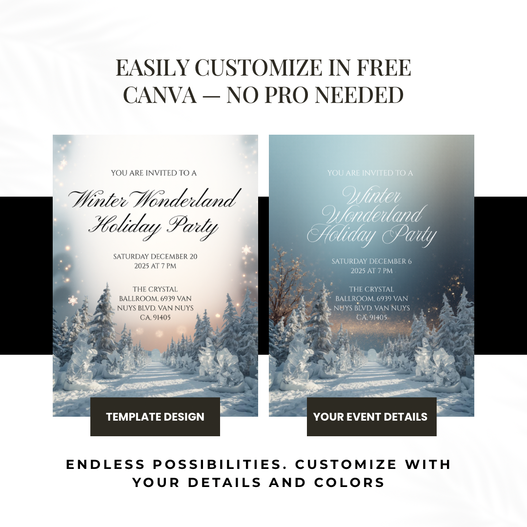 Winter Wonderland Invitation | Elegant Snowy Canva Template