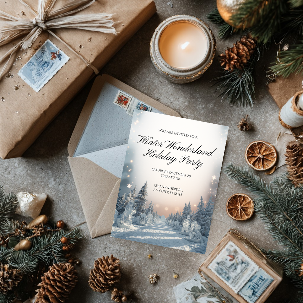 Winter Wonderland Invitation | Elegant Snowy Canva Template