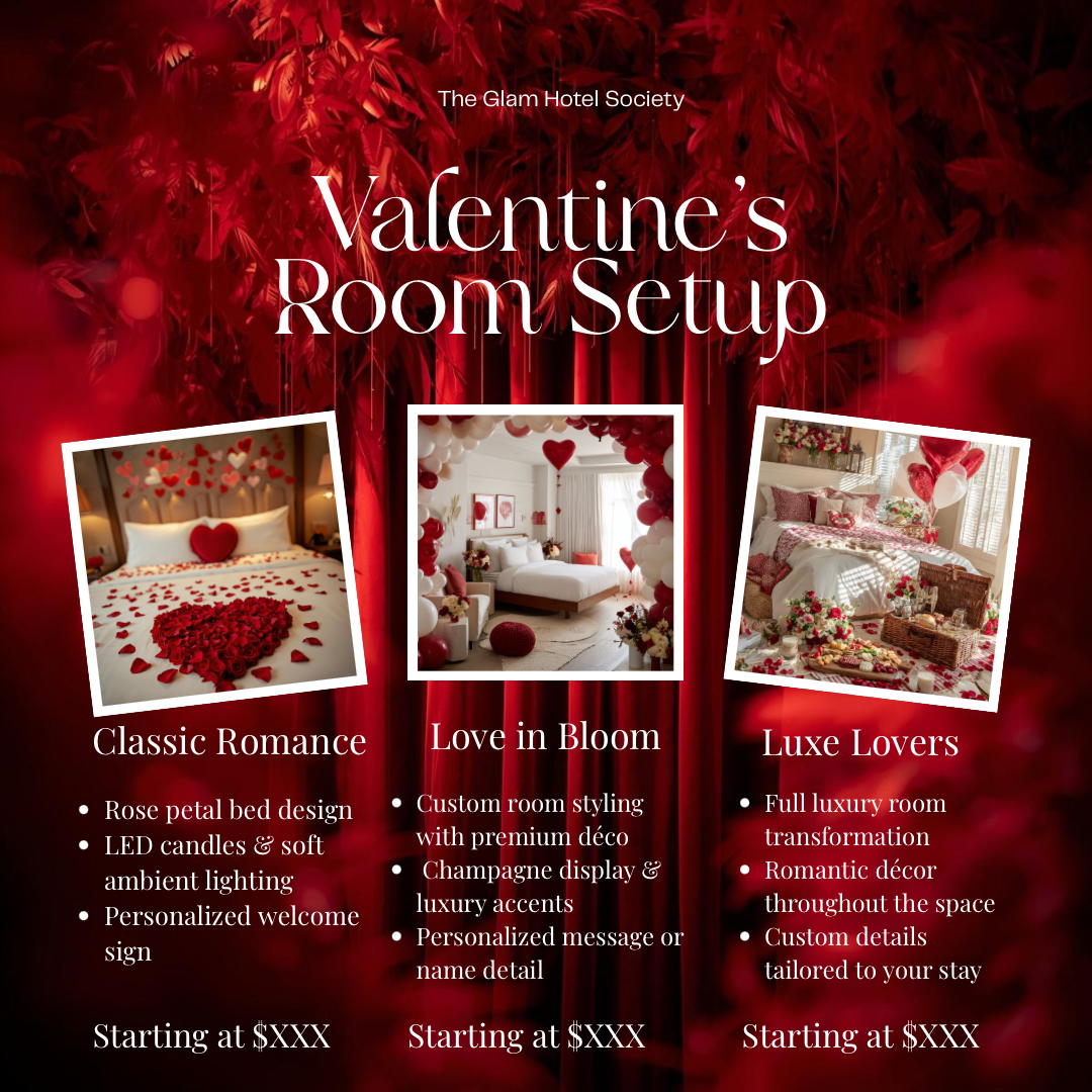 Valentine’s Day Room Decoration Flyer | Romantic Escape | Canva Price List Template for Businesses