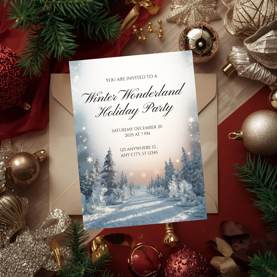 Winter Wonderland Invitation | Elegant Snowy Canva Template