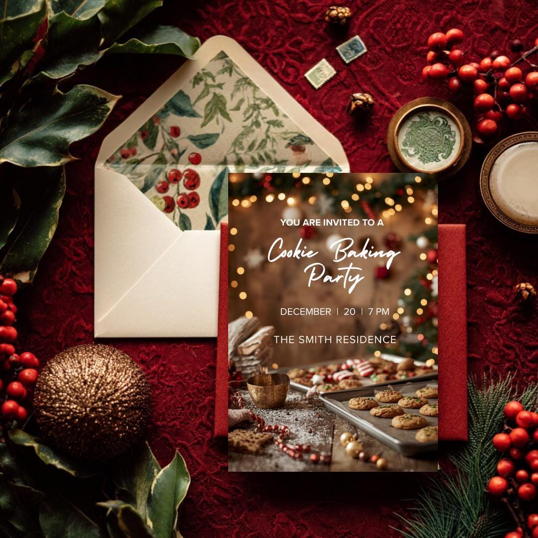 Cookie Baking Party Invitation | Editable Canva Invitation Template