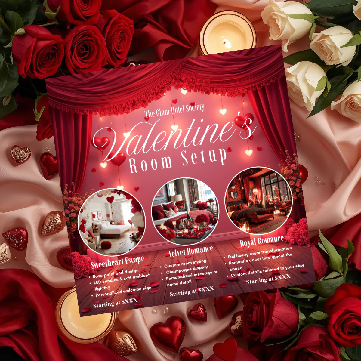 Valentine’s Room Setup Instagram Flyer |  Sweetheart Glow Canva Template