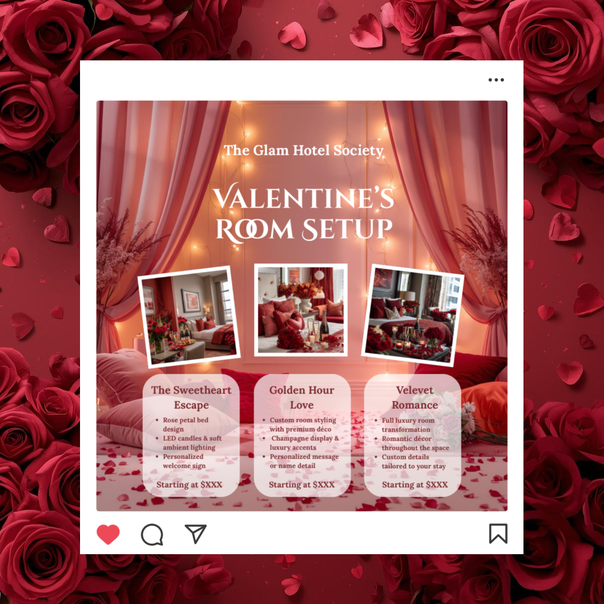 Valentine’s Room Setup Instagram Flyer | Love in Bloom Canva Template