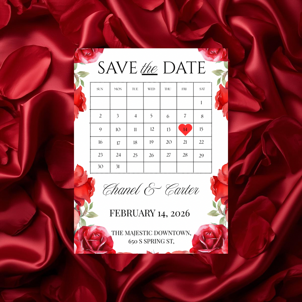Red Rose Wedding Invitation Suite Template | Romantic Floral Wedding Suite | Editable Canva Wedding Invitations | Printable Invite Set