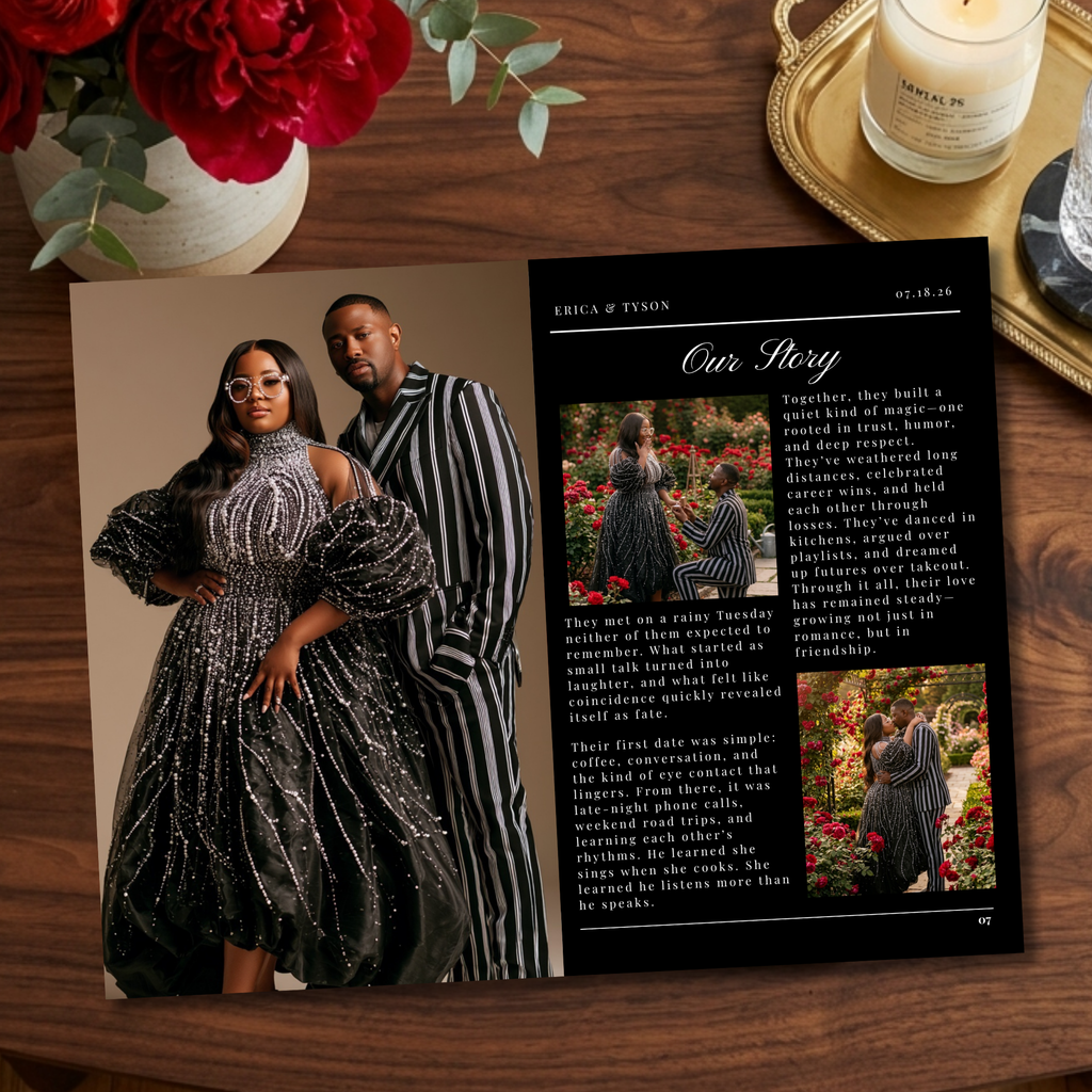 Luxury Magazine-Style Wedding Program | Editable Canva Design