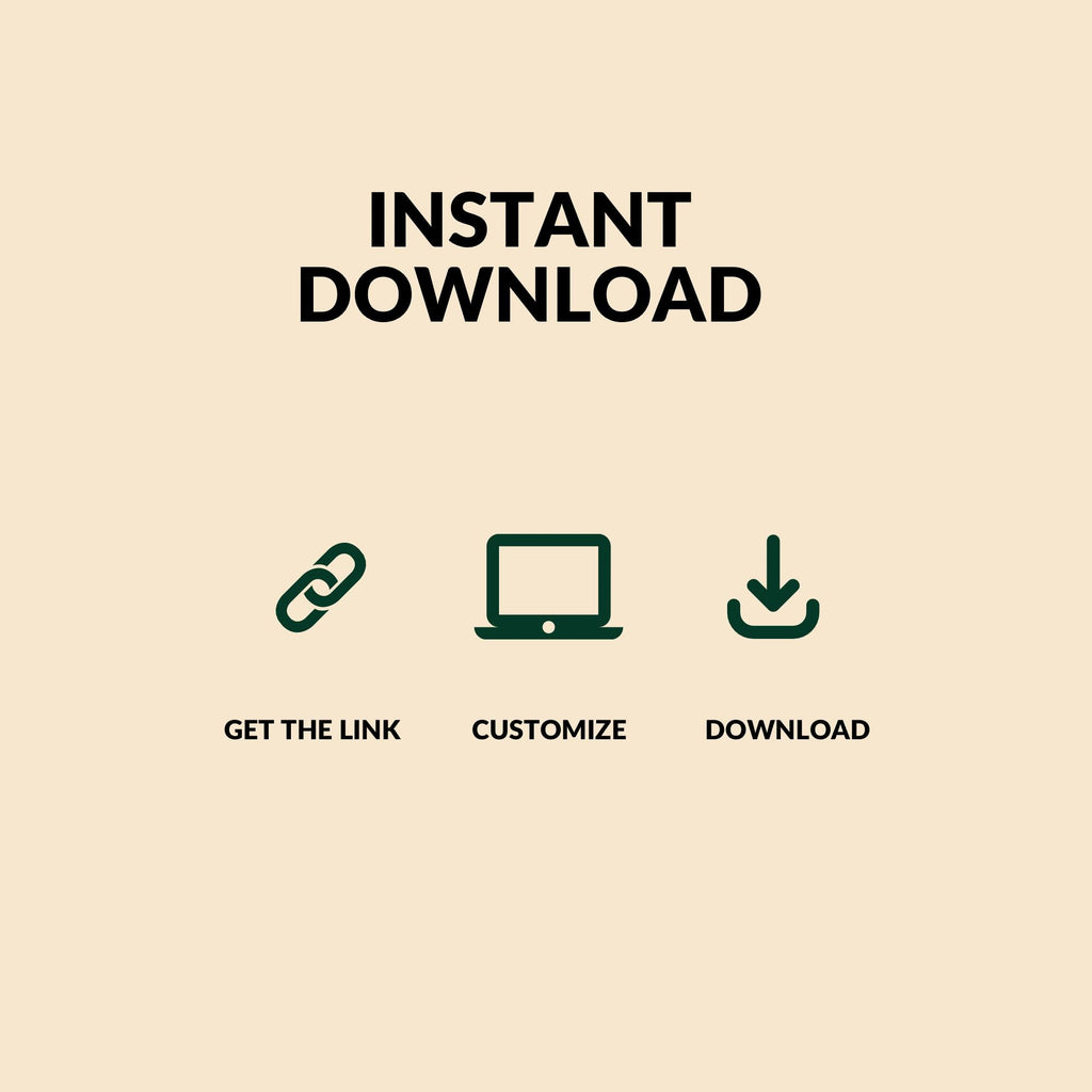Instant download info screen with link, customize, and download icons