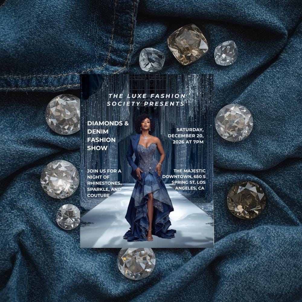 Diamonds & Denim Flyer Canva Template | Luxury Fashion Show Flyer | Editable Party Invite