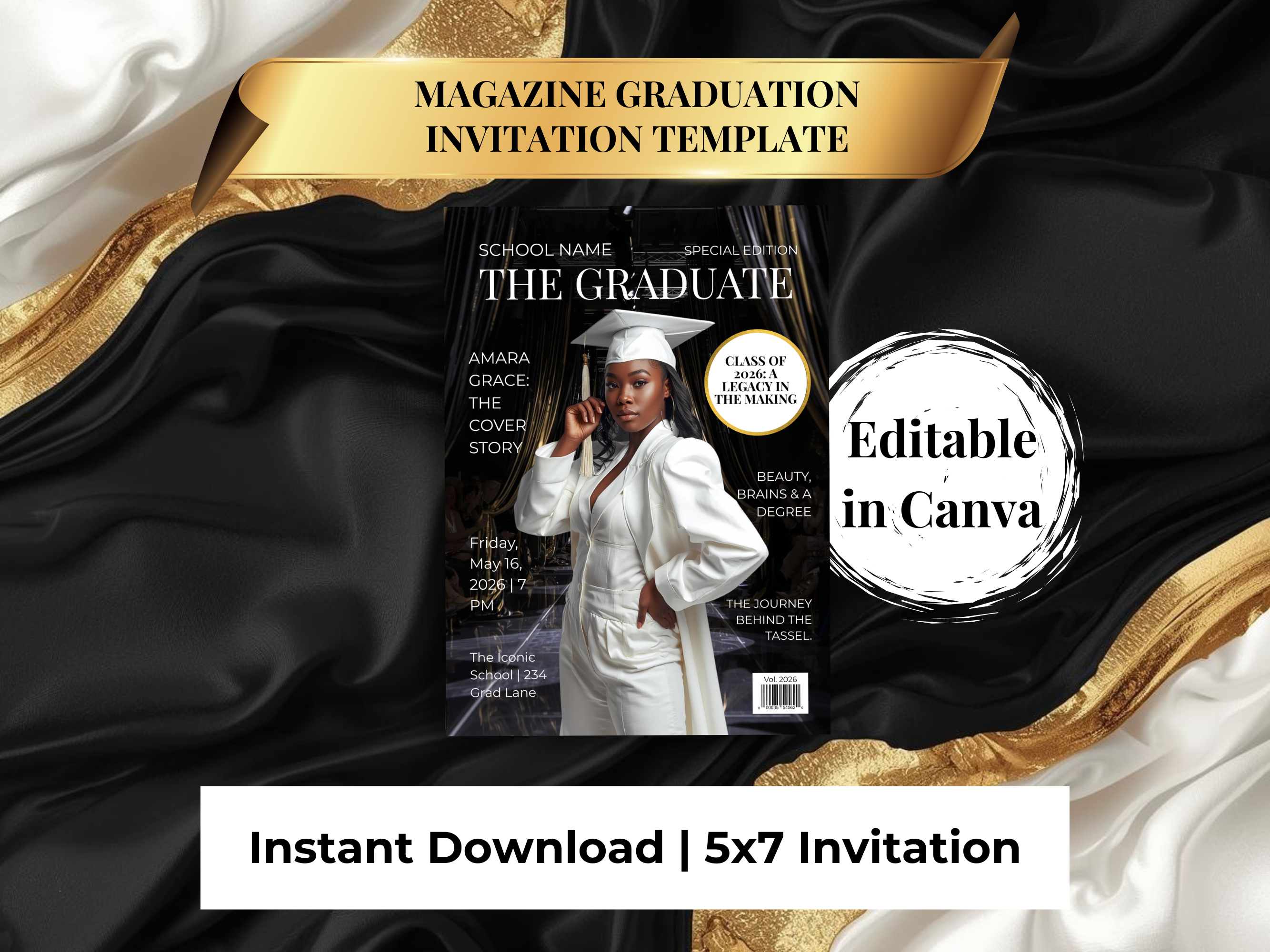 The Graduate Magazine Invitation | Done for You Design