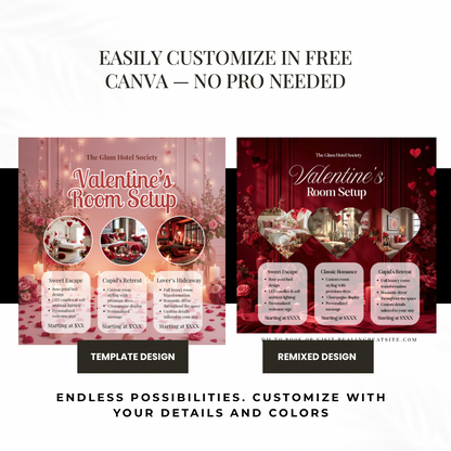 Valentine’s Room Setup Canva Template | Sweet Escape Romantic Room Decor Flyer | Valentine’s Day Promotion | Editable Canva Template