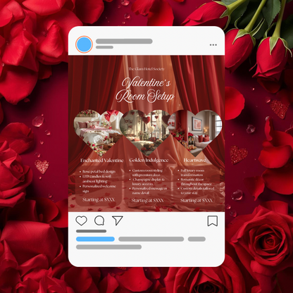 Valentine’s Room Setup Instagram Flyer | Hearts in Bloom Canva Template