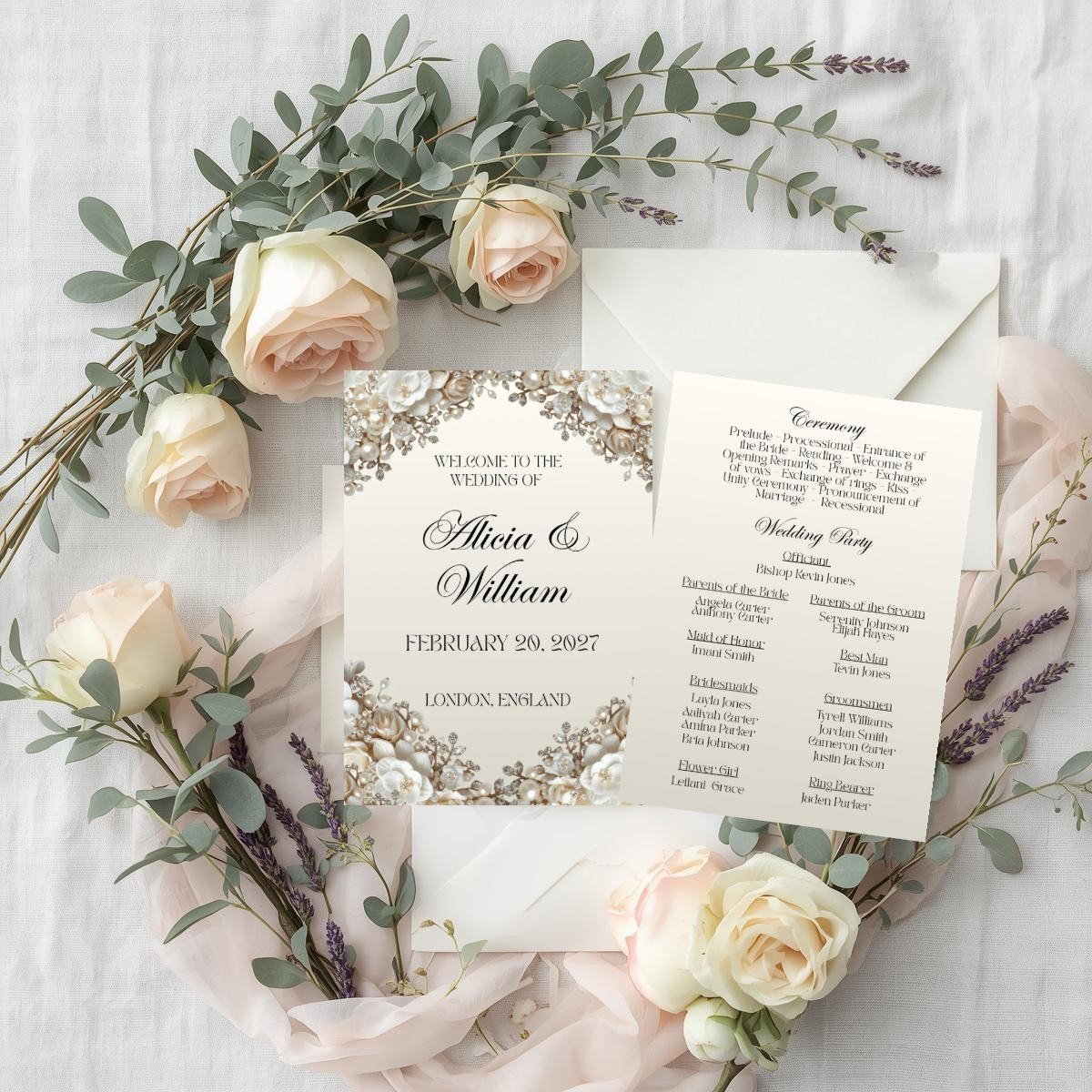 Luxe Pearl & Champagne Wedding Suite | The Pearl Edit | Editable Canva Template