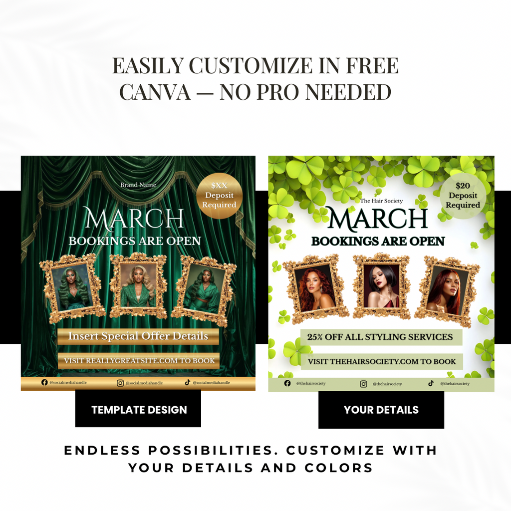 The Hair Booking Edit | Editable Canva Instagram Hair Flyer Templates