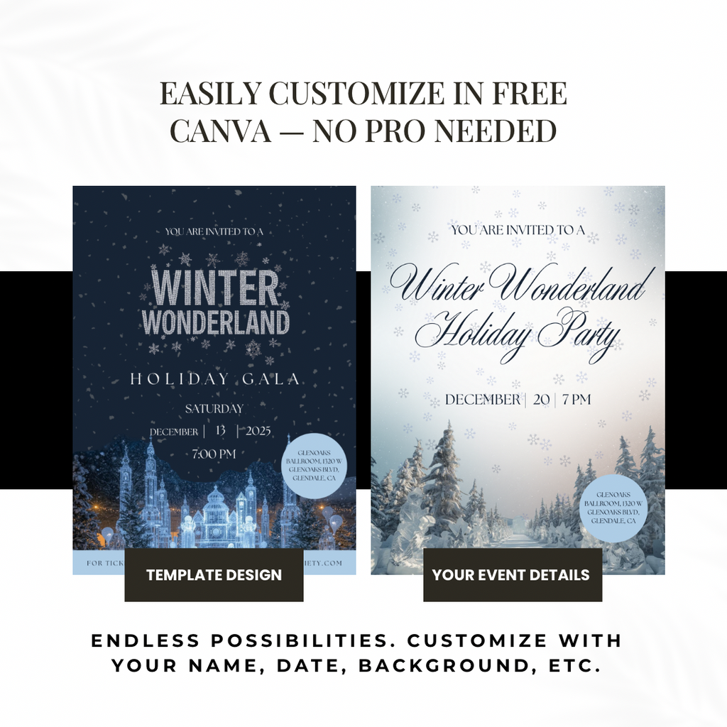 Winter Wonderland Holiday Gala Invitation | Editable Canva Template