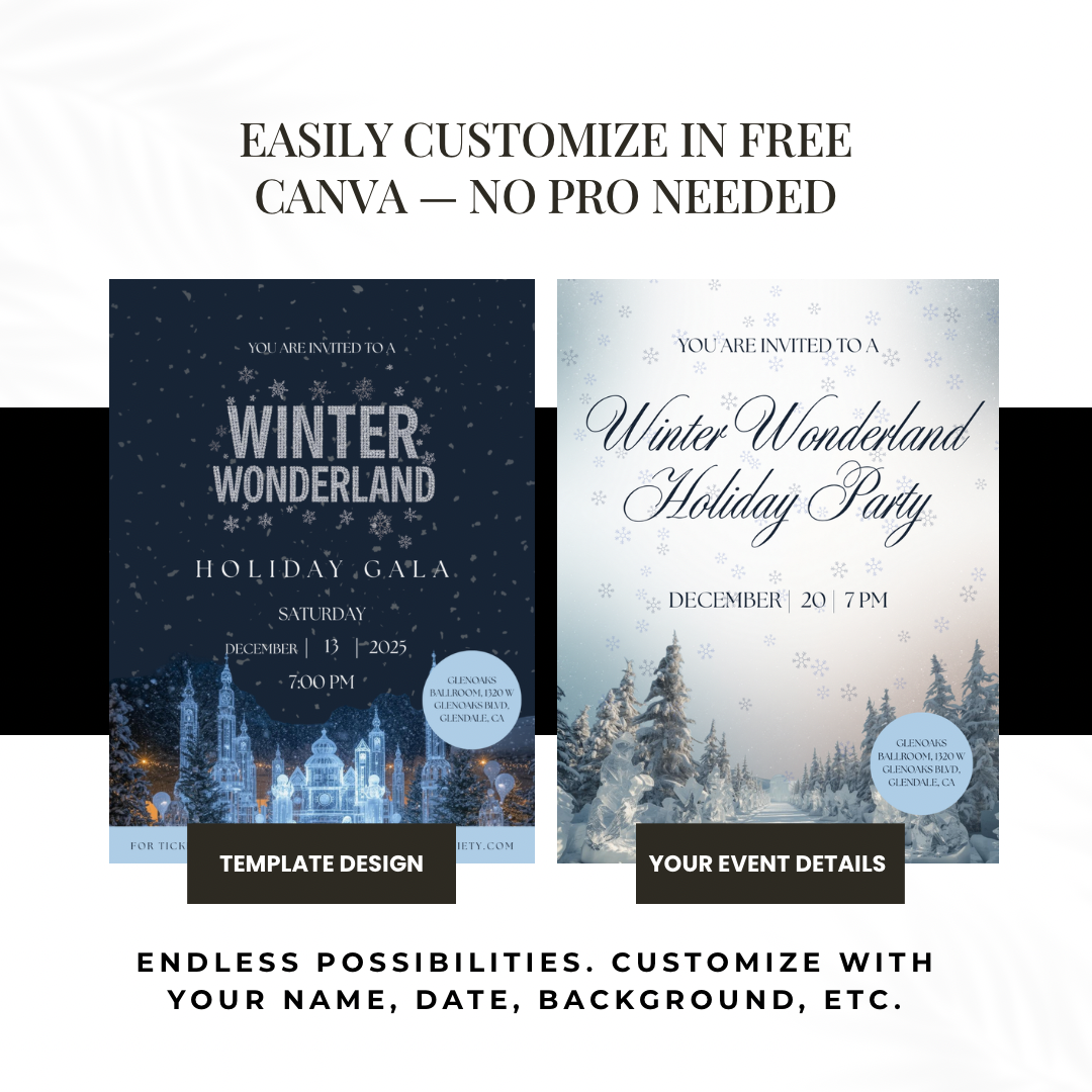 Winter Wonderland Holiday Gala Invitation | Editable Canva Template