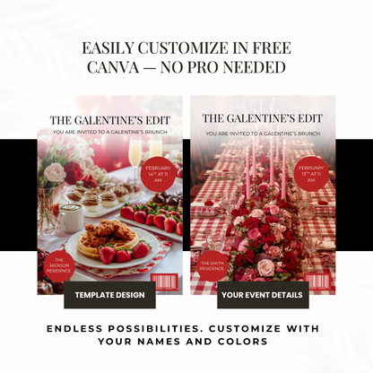 Magazine Style Galentine’s Brunch Invitation | Editable Canva Template