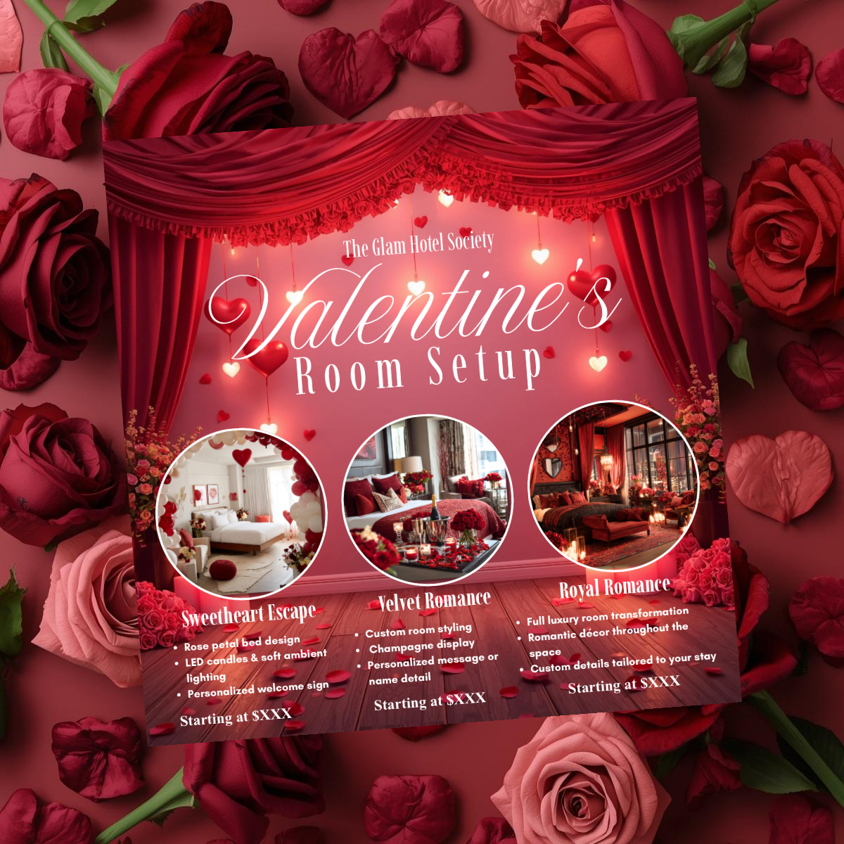 Valentine’s Room Setup Instagram Flyer |  Sweetheart Glow Canva Template
